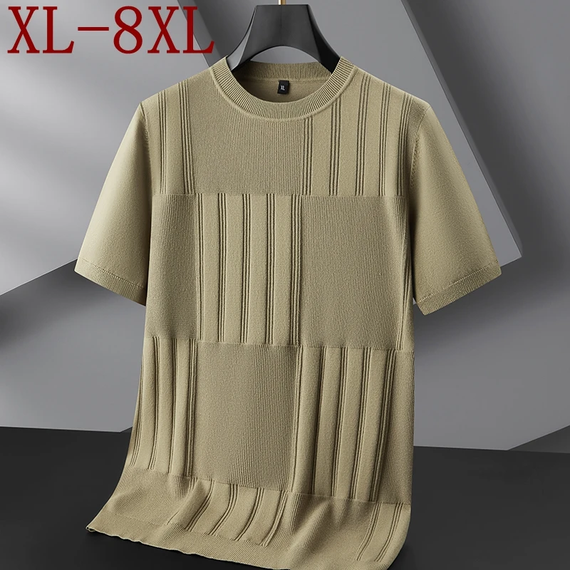 8XL 7XL 6XL 2024 New Autumn Top Grade Luxury Wool Sweater Men Clothing Short Sleeve Mens Pullover Sweaters Soft Warm Pull Homme