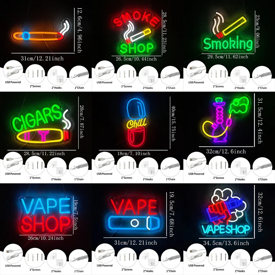 USB Bright Led Advertising Display for Smoking Lounge or Vape Shop Hookah Neon Sign for Bar Smoke Shop or Man Cave Decor view 2