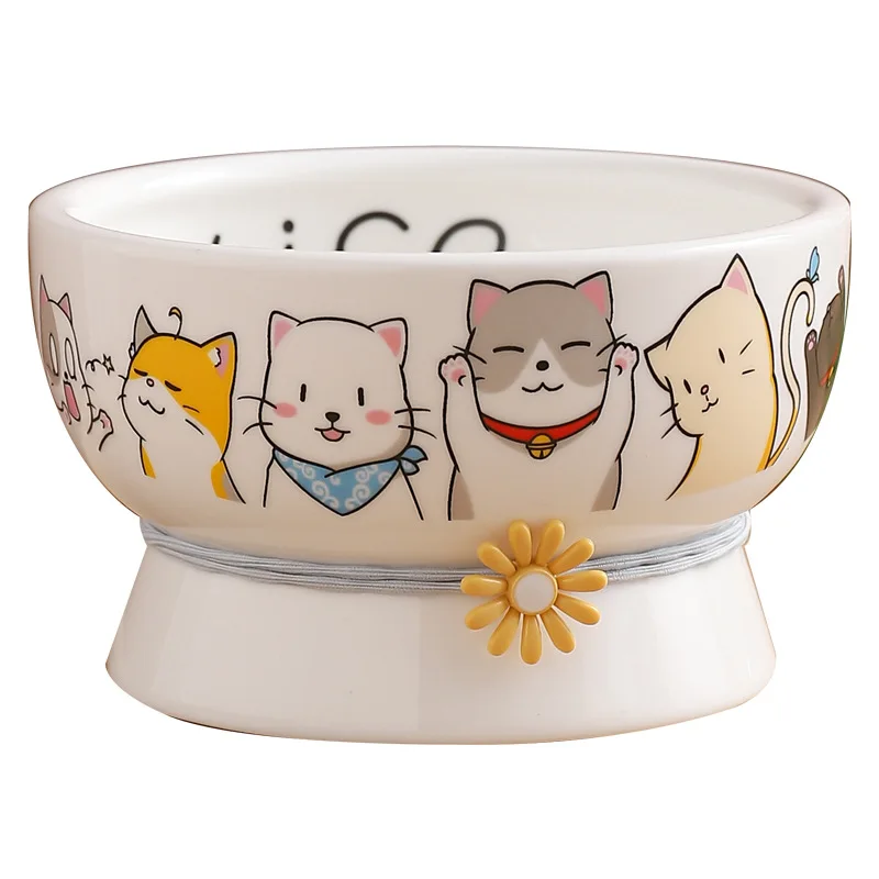 Cute Cat Bowl Ceramic Bowl Pet Feeders Water Bowl Anti Overturning Pet Supplies