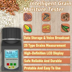 Cup Grain Hygrometer Smart Humidity Tester Instrument For Coffee Bean Wheat Peanut Moisture Detector Analyze Data Can Be Saved