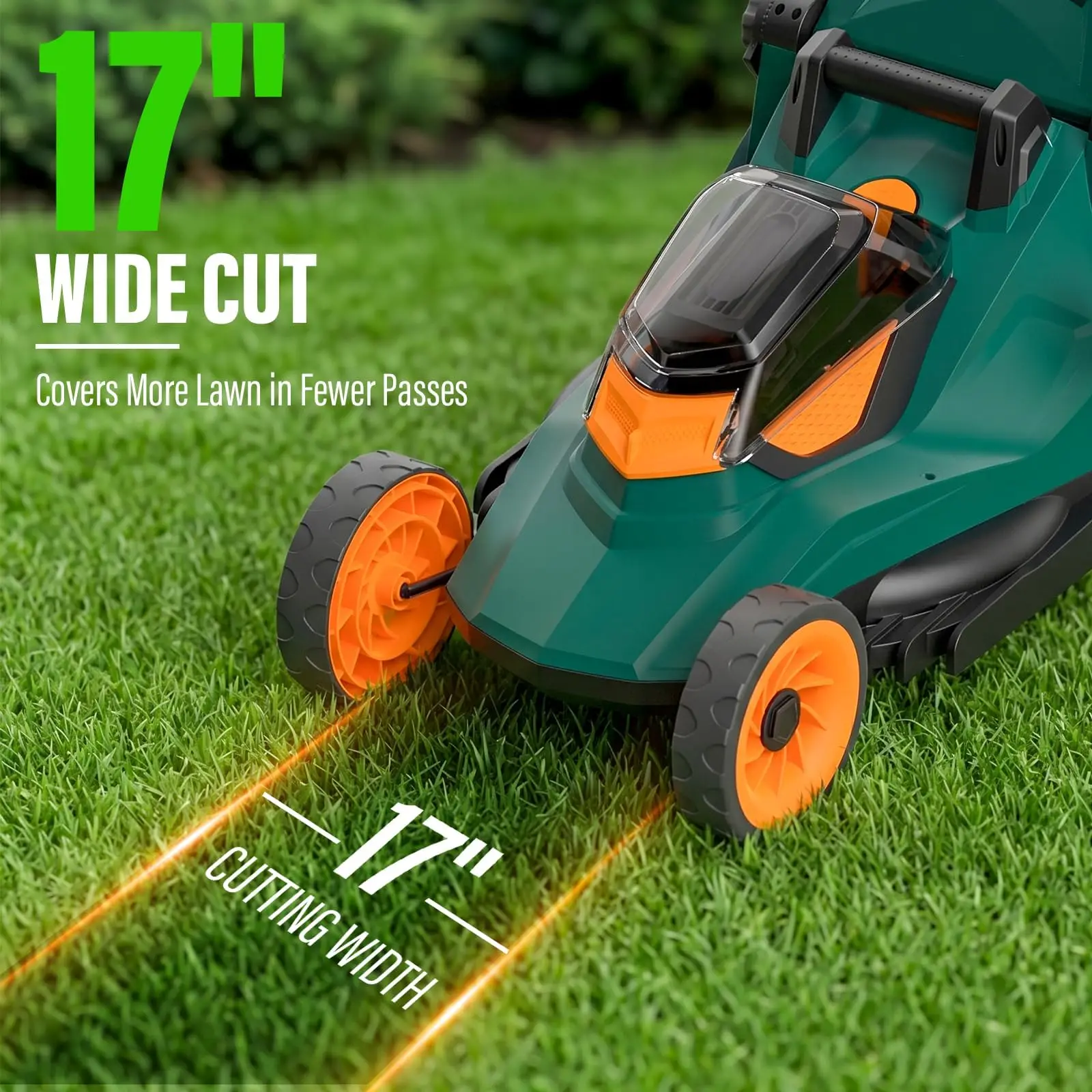40V 17-Inch Brushless Lawn Mower, Cordless Push Mower