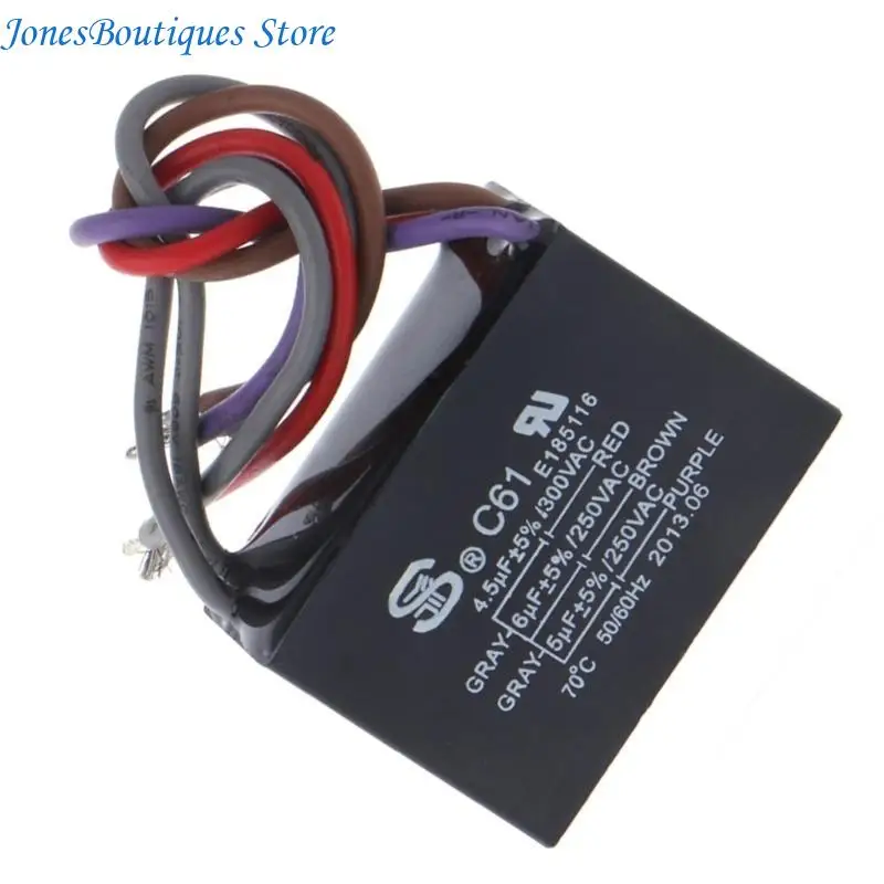 CBB61 4.5+6+5UF 4.5+6+6UF 5+5+5UF 4+4+2.5UF 4+5+6UF 5 Wire 250V Ceiling Fan Capacitor Replacement for Ceiling Fan W8KE