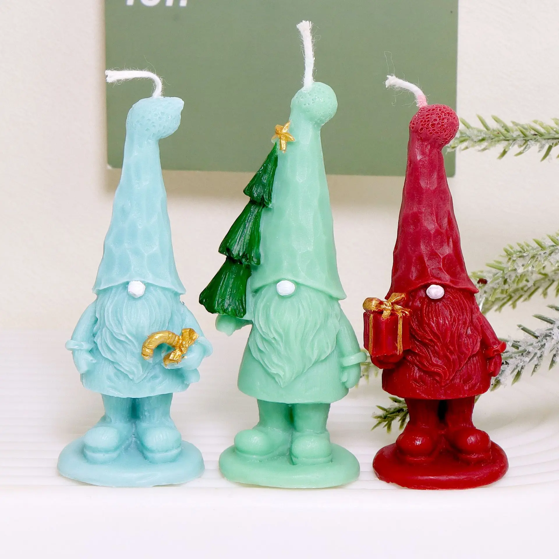 

Skinny Tall Santa Claus Silicone Candle Mold DIY Faceless Hoding Gift Santa Plaster Soap Resin Candle Christmas Home Decor Gift