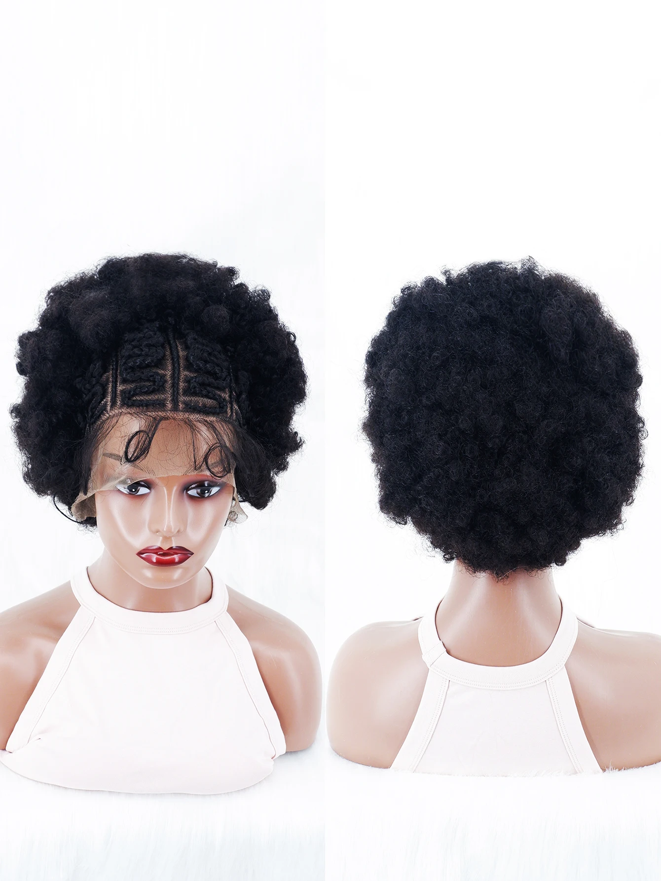 Afro Kinky Curly Synthetic Hair Wig With Baby Hair Natural Short Bob Wigs For Black Women Front Lace Wigs Braided wig