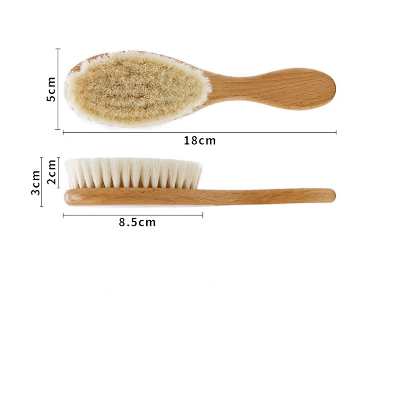 New Baby Care Pure Natural Wool Baby Wooden Brush Comb Brush Baby Hairbrush Newborn Hair Brush Infant Comb Head Massager