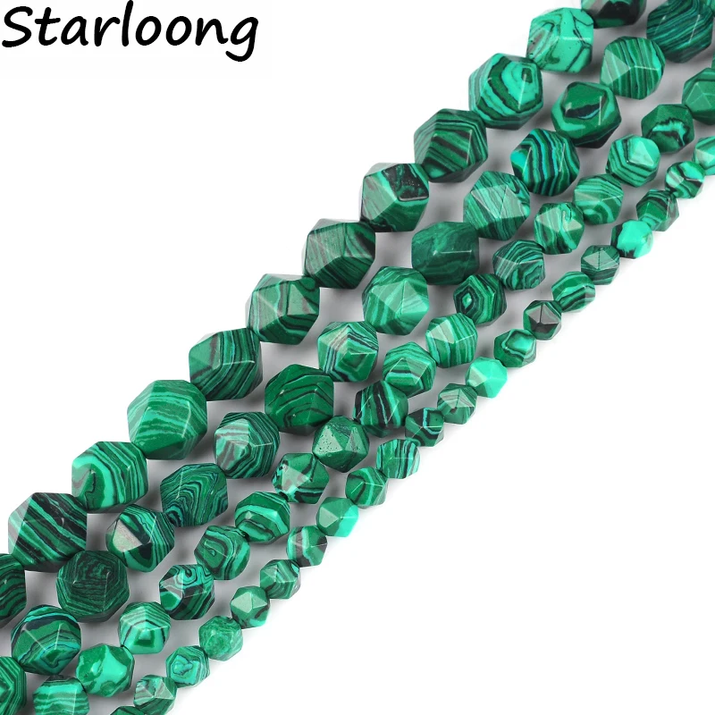 RUI LONG 6/8/10/12mm AAA Grade Faceted Imitation Malachite  Natural Stone Bead DIY Loose Strand Bead Jewelry Making