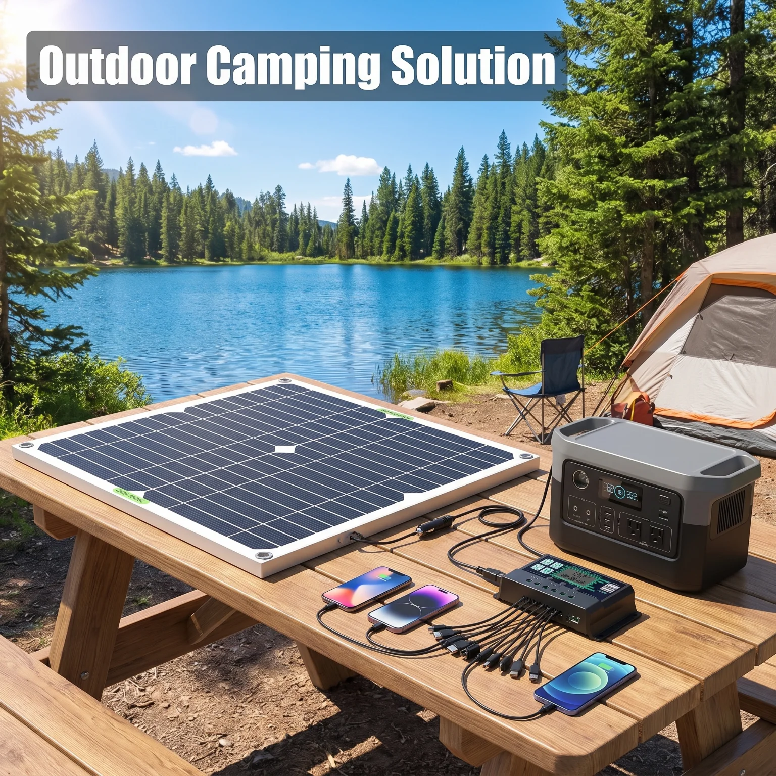 Rv Solar Kit 400W - 400Wのポータブルソーラーパネルキット。100Aの充電コントローラー、単結晶ソーラーパネル、18V出力、実出力40W、変換効率23～24%。車、RV、ボート、飛行機での緊急充電、携帯電話のモバイルバッテリー充電に最適。付属品一式。