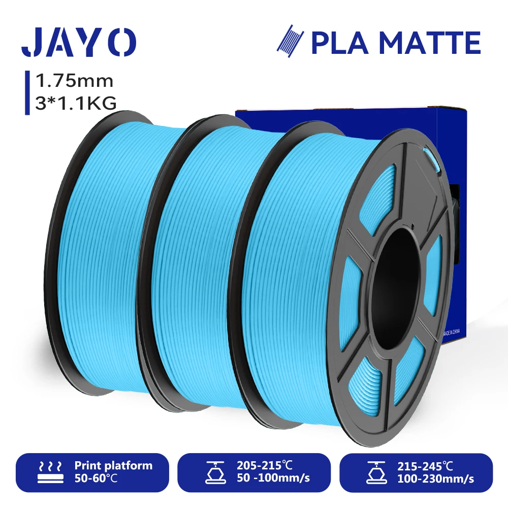JAYO 3 Rollen PLA Matt/HS PLA Matt (=PLA Classic)/HS Matt PETG 3D-Drucker-Filament 1,75 mm, ordentlich gewickelt und ungiftiges PLA für 3D