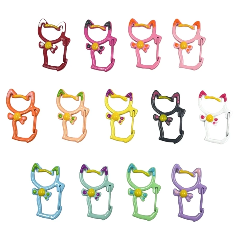 

New 15Pcs Cats Shaped Lobster Clasps Hook Cats Shaped Keyring Clip Keychain Decoration Accessory for Key Holders Bag Charm