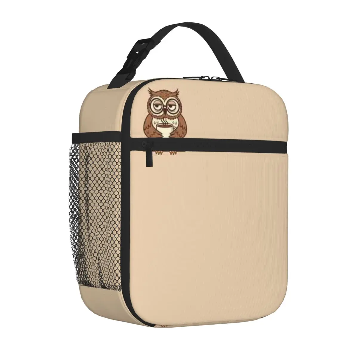 Bestselling Coffee Owl Funny Morning Animal Design Breathable Design Small Lunch Bag After School Snack Compact Lunch Bag