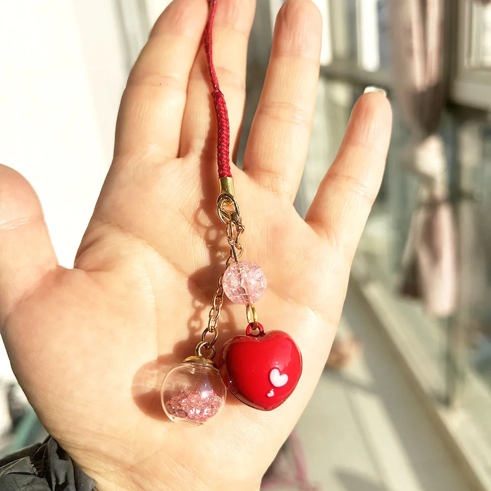 

Original 20pcs Bling Pendant Heart Bell Straps for Phone Charm Accessories DIY Keychain Cute Gadgets Phone Straps Lanyards