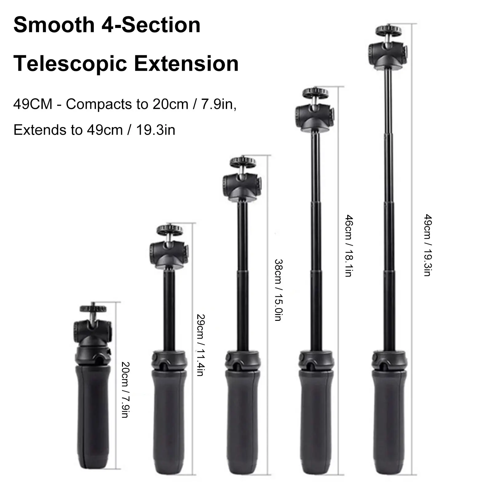 Tripé de câmera dobrável extensível, cabeça esférica de 360 graus, bastão de selfie com suporte magnético para câmera para Insta360 Ace Pro/Ace Pro 2