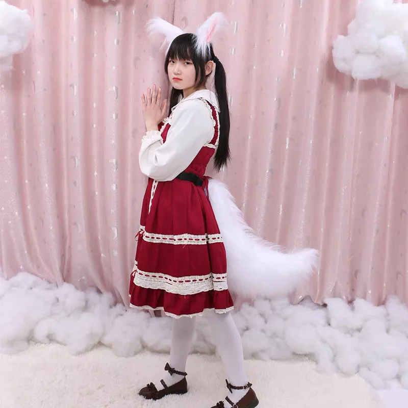 Peluche fatto a mano Coda di volpe Costumi Cosplay Puntelli Coda di lupo Coda di volpe sexy Cintura regolabile Accessori anime Pelliccia sintetica Kawaii