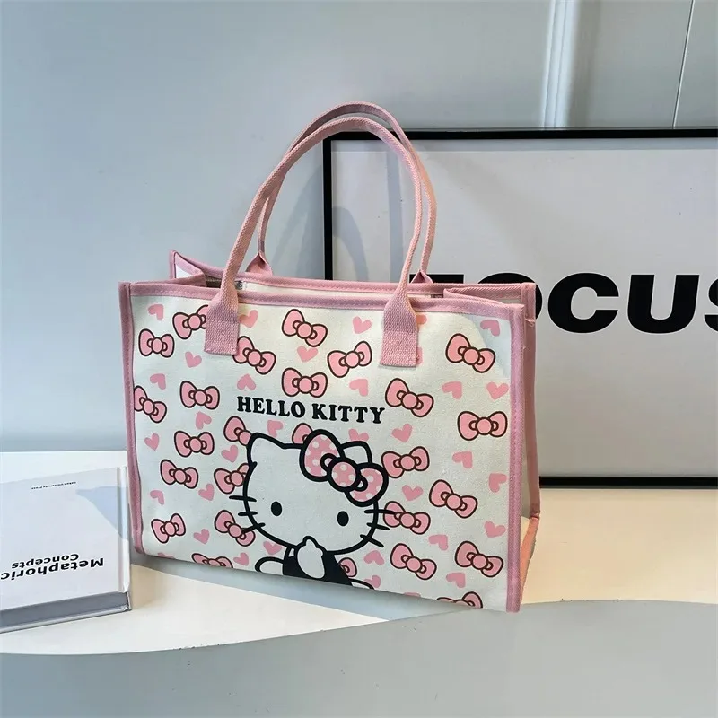 

Новая милая универсальная сумка через плечо с рисунком Hello Kitty, большая вместительная сумка для хранения книг, дорожная сумка для студентов, ручная сумка-мессенджер
