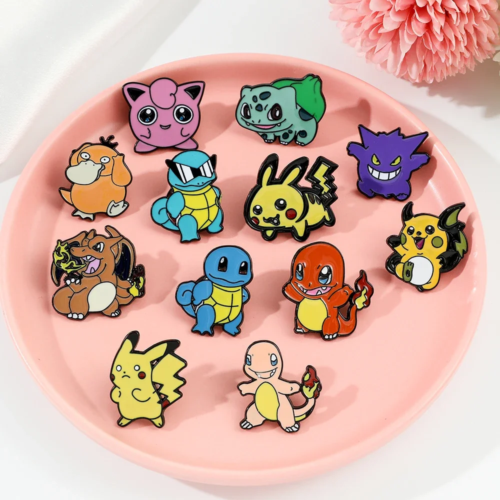 5/6PCS Cartoon Pikachu Broches Leuke Psyduck Squirtle Elf Emaille Pins Kleurrijke Badges Rugzak Kleding Accessoires