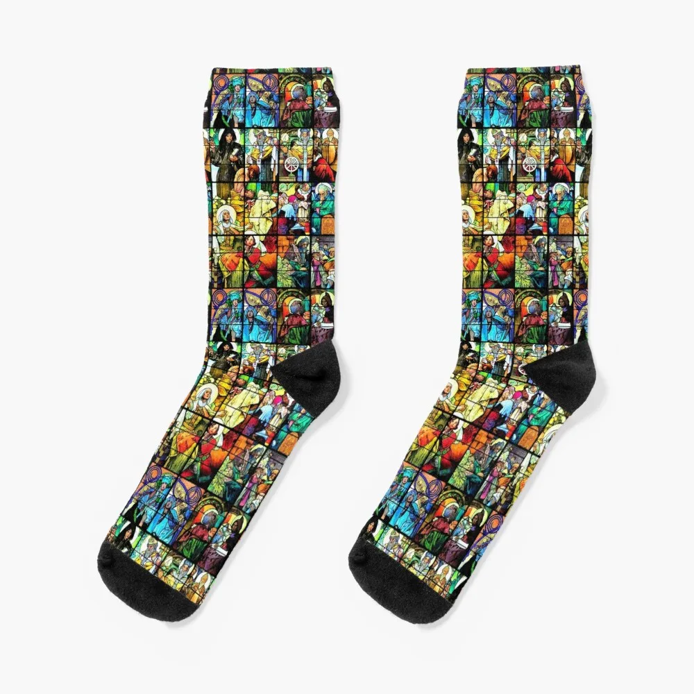 

Alphonse Mucha Window, Prague Socks Soccer kids Socks Female Men's