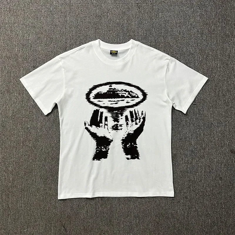 Men's cotton printed T-shirt, street fashion clothing, avant-garde style, retro oversized design.Suitable for both men and women