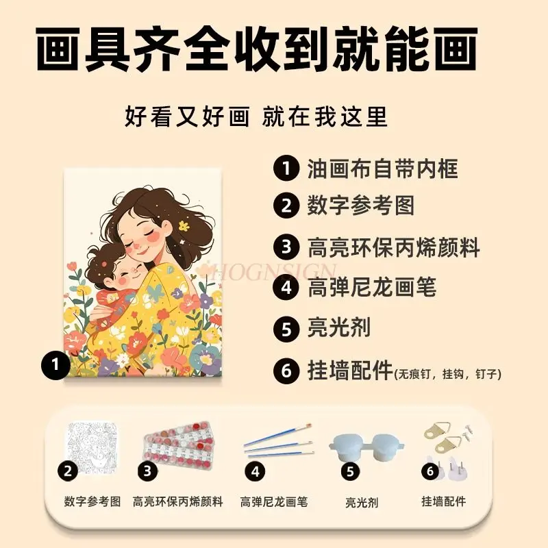 

1set Digital oil painting DIY filling and coloring handmade painting gift activity acrylic oil painting decoration painting