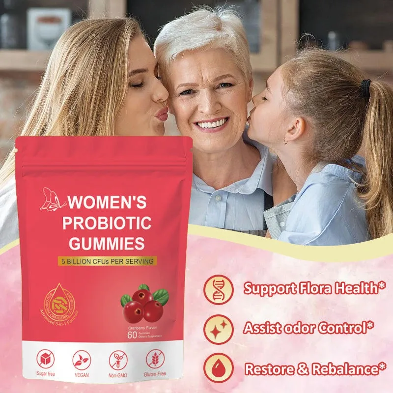 

Women's Probiotic Gummies Cranberry Flavor Supports Vaginal Health and Digestive System
