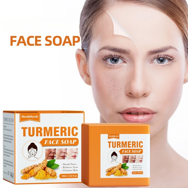 Turmeric Facial Soap Repair Dull Fade Dark Spots reduce Fine Lines Freckle brighten Skin firming whitening face Cleansing Soap