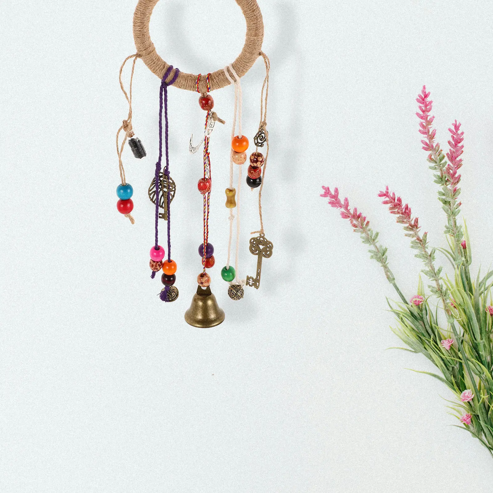 Bohemian Style Witch Blessing Wind Chime Hanging Ornament Rustic Bell Home Door Knob Decoration Outdoor Patio Balcony Protection