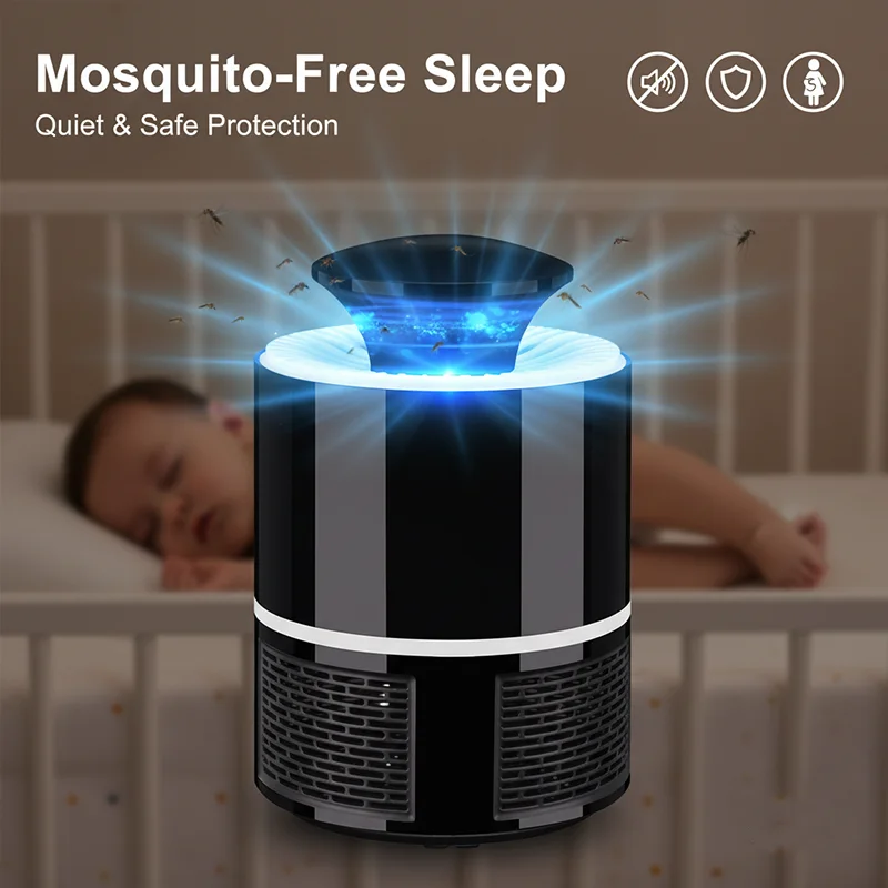 

USB Silent Mosquito Killer Lamp Mini UV Bug Zapper Electric Fly Trap Portable Insect Control for Office Outdoor Baby friendly
