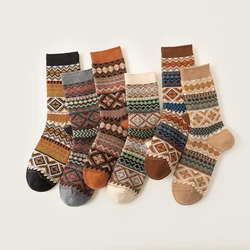 3 Pack Womens cotton Socks Autumn and Winter Warm Socks Thick Knit Cabin Cozy Crew Soft Socks Gifts for Women Colorful Fashion