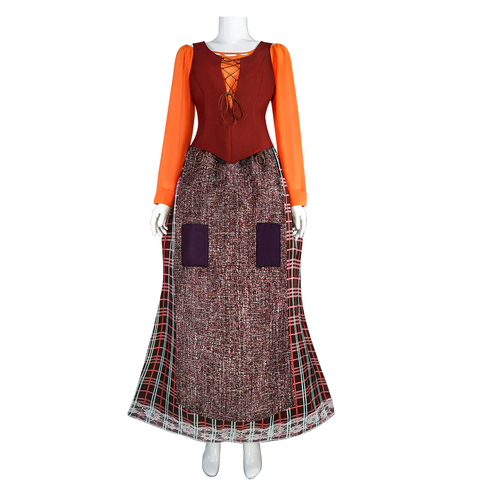 Película Sara Sanderson Winifred Mary disfraz de Cosplay bruja Vintage vestido largo mujeres niñas Halloween carnaval traje de juego de rol
