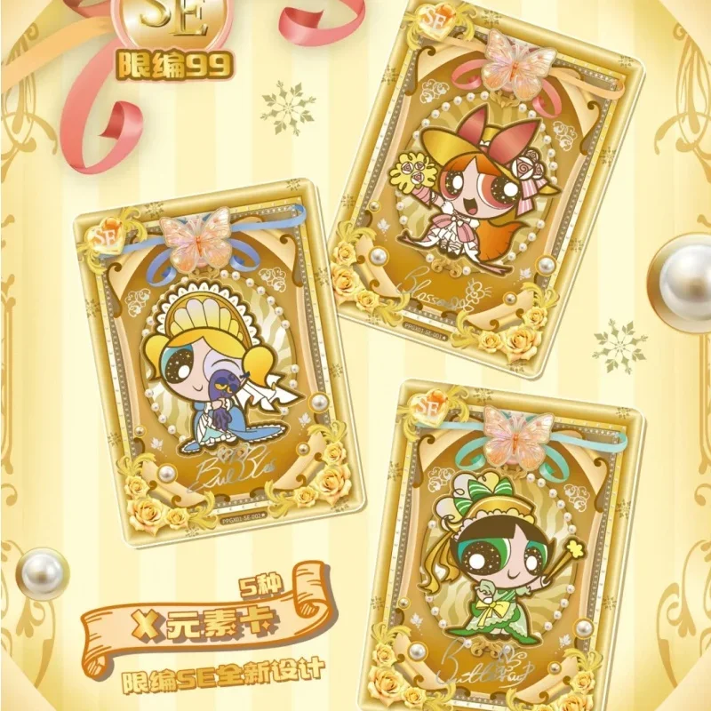 KAYOU Genuine The Powerpuff Girls Card X Element Pack Limited SE Gilding Card Blossom Bubbles Anime Collectible Cards Toys Gift