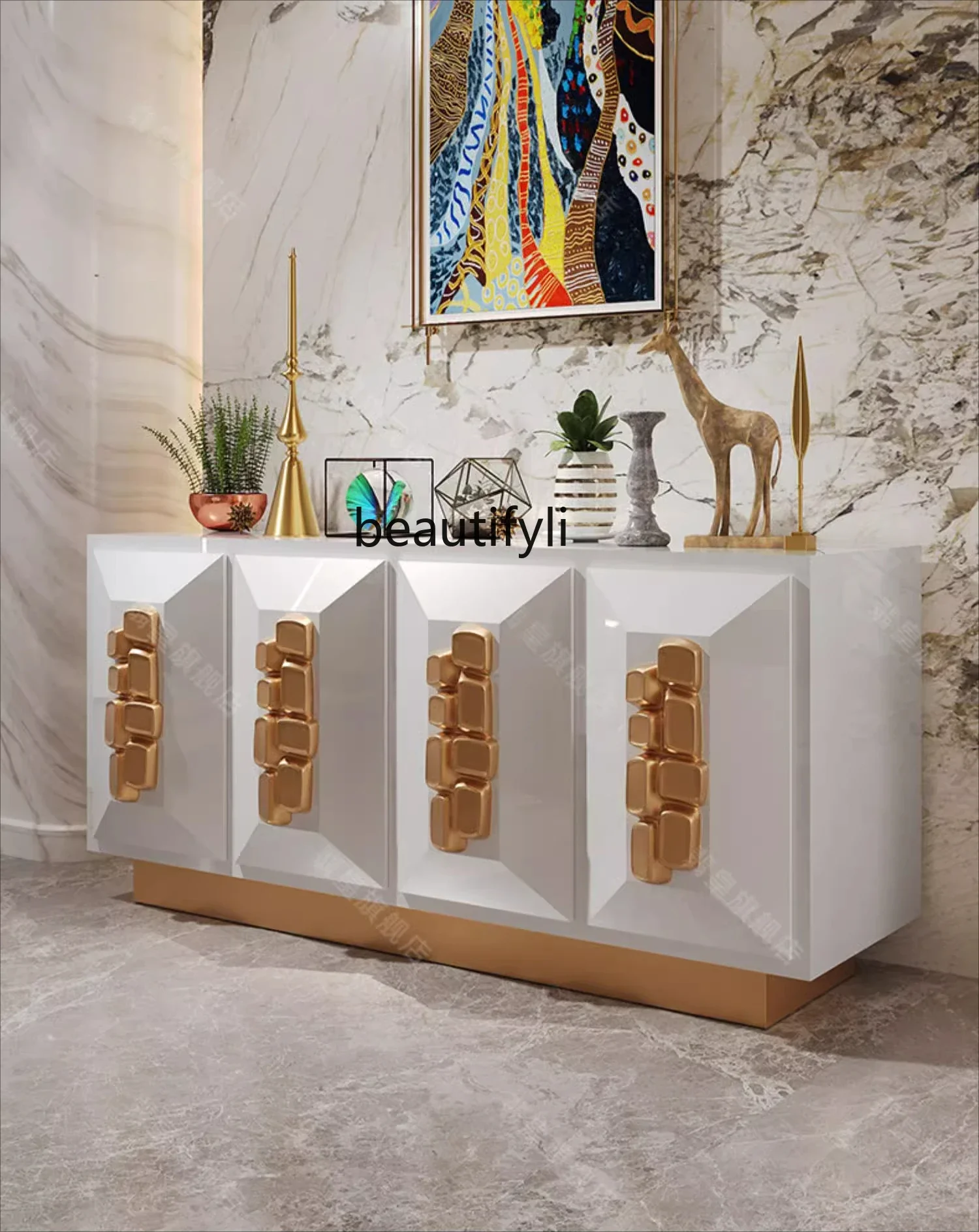 

yj7 Nordic creative dining side cabinet, living room paint decoration cabinet, villa large flat floor advanced storage cabinet