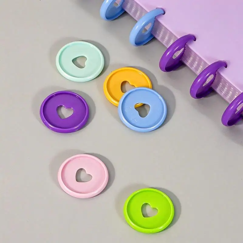 10Pcs Mushroom Hole Binding Buckle 28/32mm Love Heart Discbound Discs Ring For Loose Leaf Notepad Planner Diary Book Business