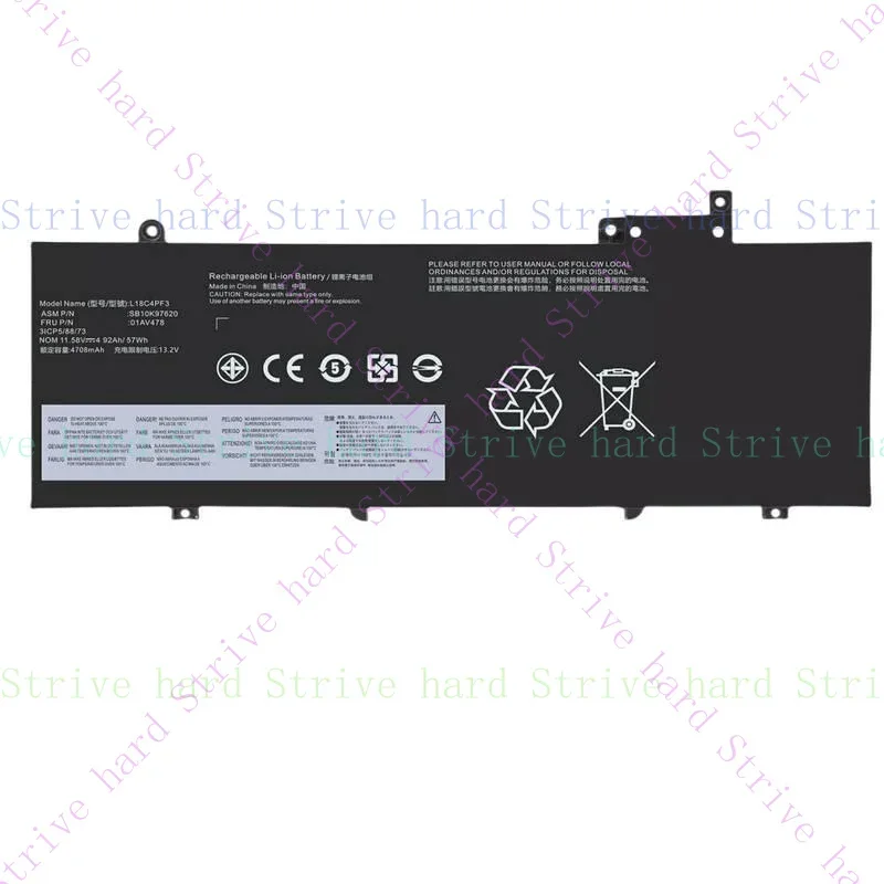 

01AV478 01AV479 Battery For Lenovo ThinkPad T480s 01AV480 L17L3P71 L17M3P71 57Wh