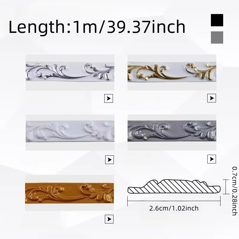 1PC 1m/39.37inch Decorative Soft Line Baseboard Ceiling Trim Line Background Wall Molding Line 3D Wall Sticker Home Decor