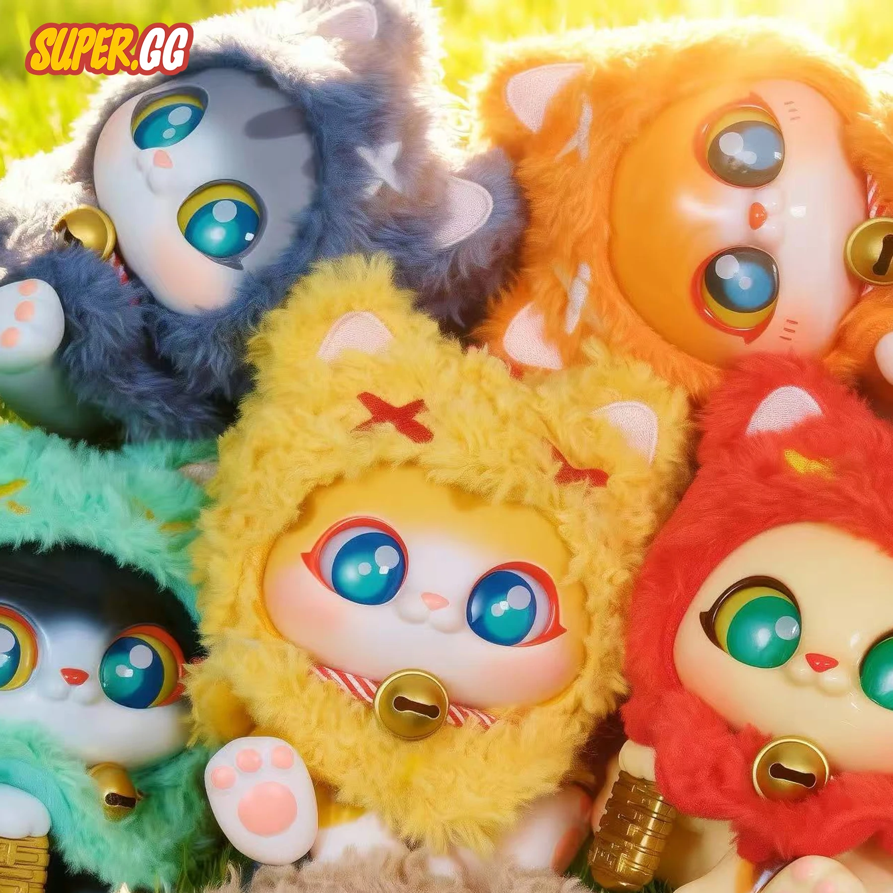 Supergg sorte picoco manto gato série na moda caixa cega figura de exibição colecionável gato sorte fortuna gato estatueta pingente presente