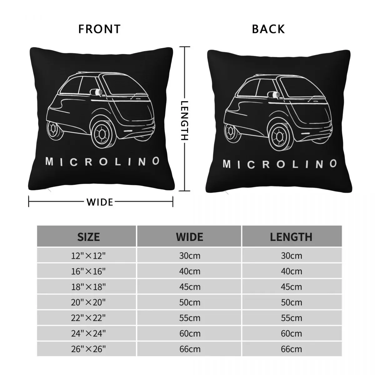 Microlino Bubble Car Pillowcase Polyester Linen Velvet Printed Zip Decorative Pillow Case Car Cushion Cover