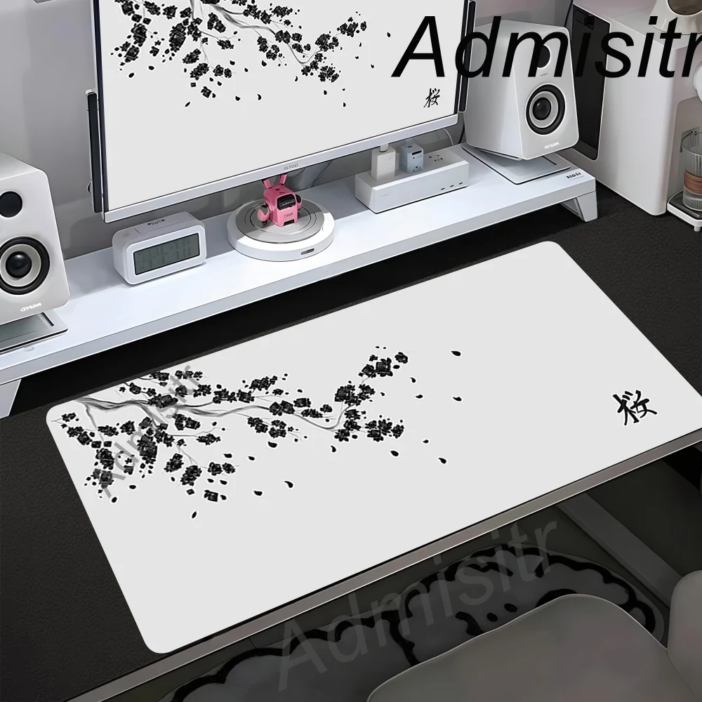 

Коврик для мыши с японской сакурой XXL, серый, для ноутбуков, игровой настольный коврик, коврик для мыши с сакурой, аниме-коврик для офиса, геймерский коврик для клавиатуры, компьютерных столов