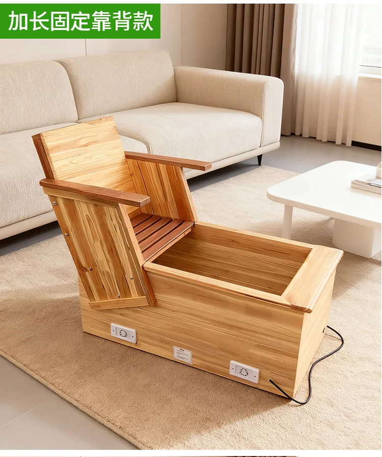 

Solid wood large backrest electric fire bucket for household use, enlarged power saving heater, foot warmer for the elderly
