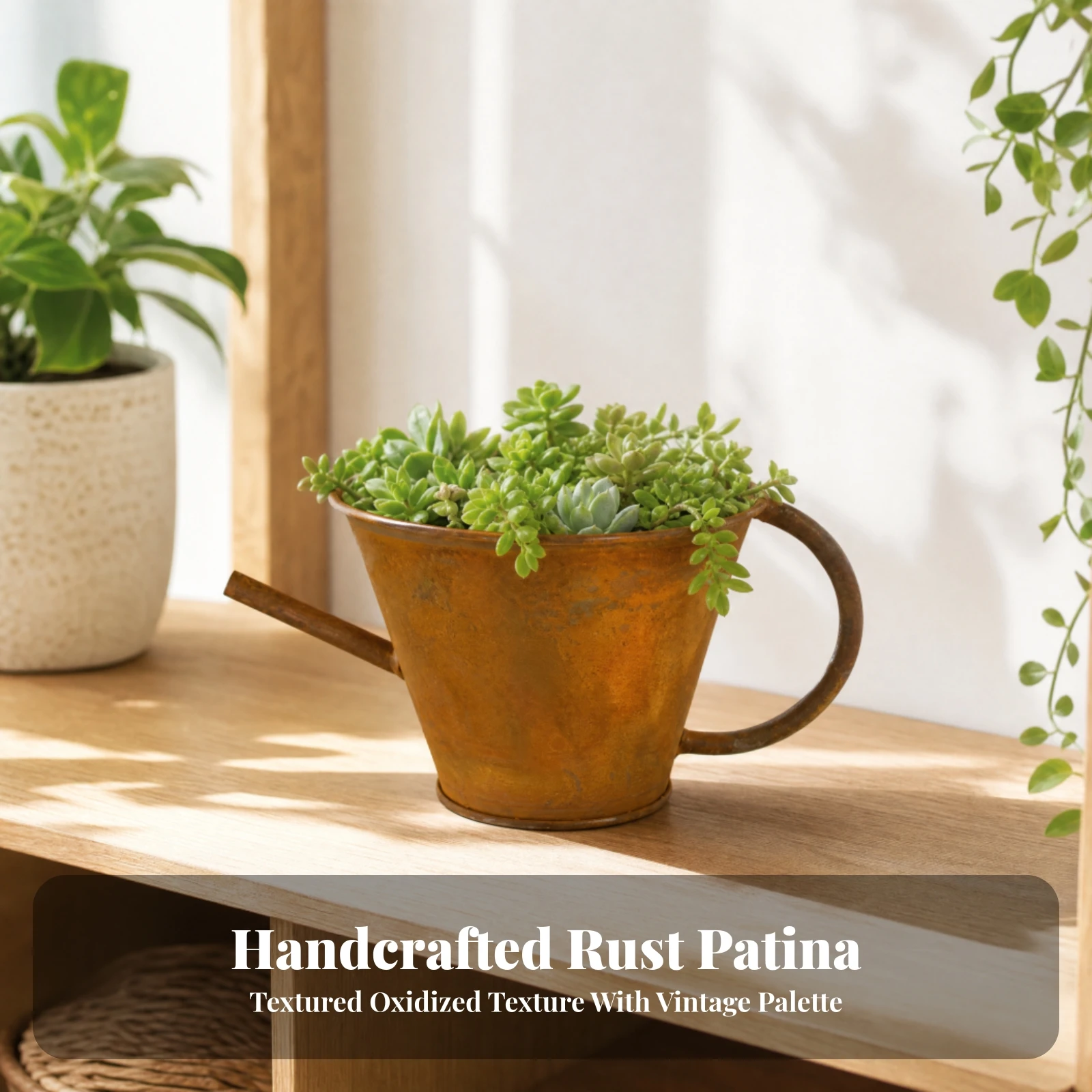 Teapot Planter Rustic Teapot Shaped Planter Flower Pot Rust-Effect Long-Lasting for Gardeners, Garden, Patio