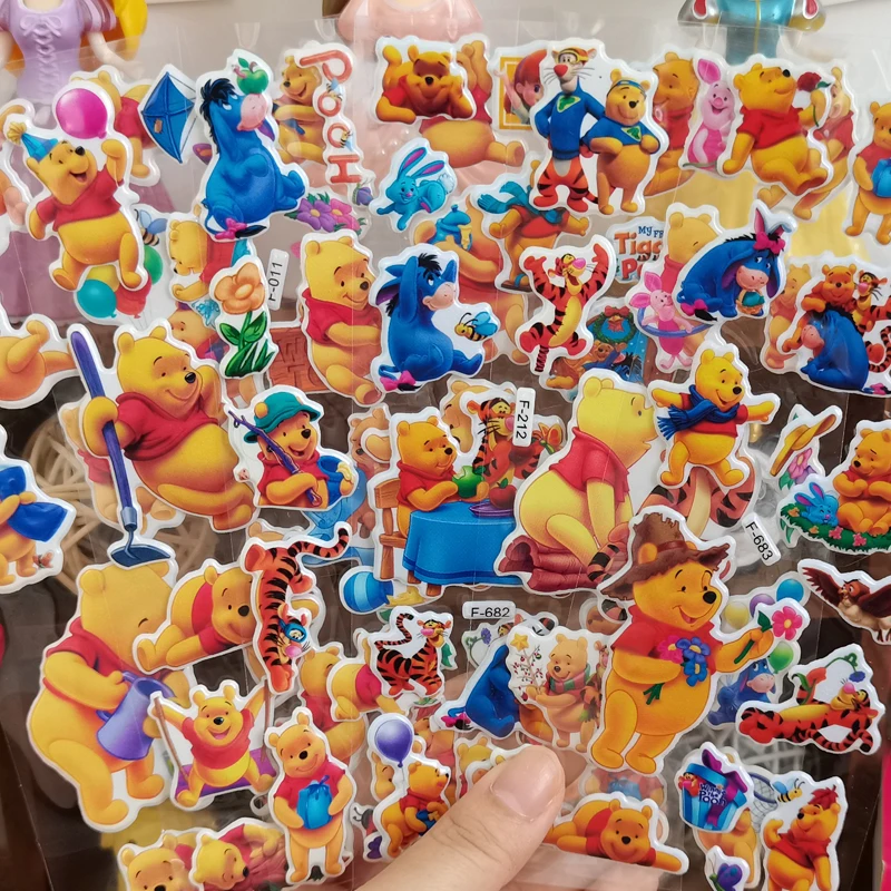 6 Sheets Winnie the Pooh Stickers For Kids Cute Anime Stickers Cartoon 3D Stickers Girl Boy Stickers