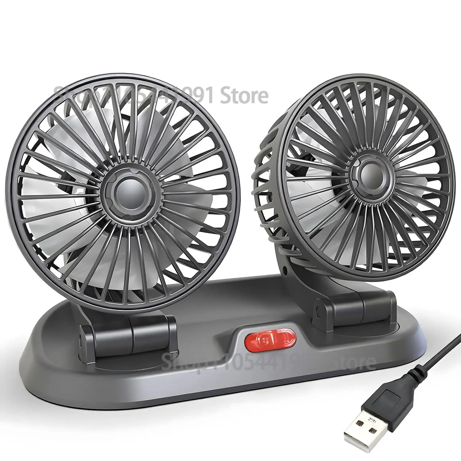 Dual Head Car Fan for Vehicle 360° Cooling Fan with 2 Speeds, Dashboard Air Circulator for Car Truck SUV RV, Car Backseat