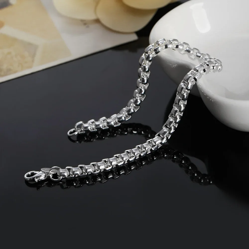 Edle, schöne 925er-Sterlingsilber-Armbänder mit geometrischer 4-mm-Kette für Frauen, Hochzeit, Party, Weihnachtsgeschenke, Modeschmuck – Detail 3