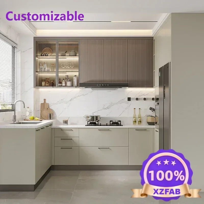 Factory Direct 2026 Cabinet custom kitchen integrated storage cabinet modern u-shaped stove cabinet integrated Hot sales