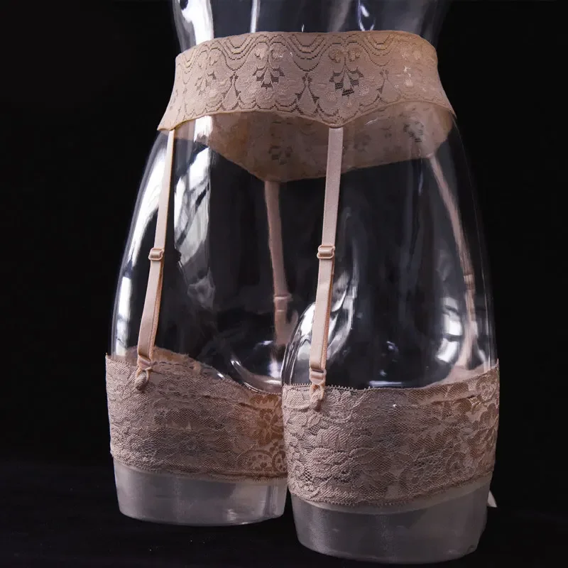 Women's Lace Garters Belt With Stocking Sexy 4 Straps Exotic Lingiers Woman Allure Stocking  Hollow Out Pantyhose