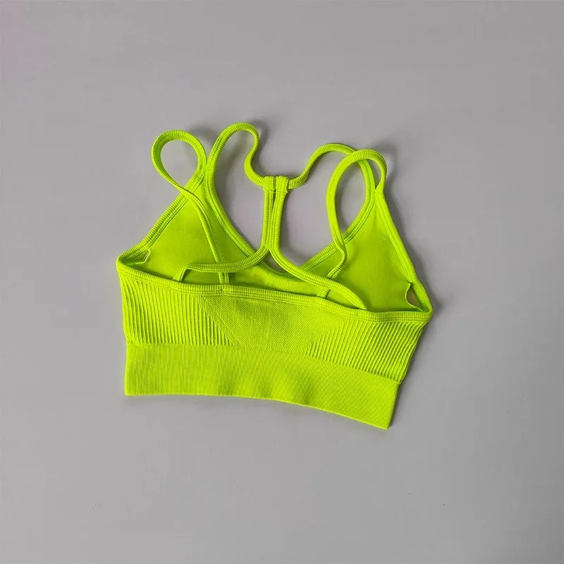 Women Breathable Sports Bra Shockproof Fitness Tops Gym Crop Top Brassiere Push Up Sport Bras Gym Workout Top Seamless Yoga Bra