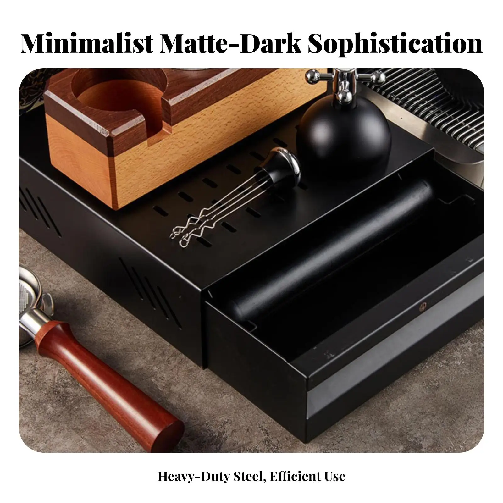 Space Saving Aluminum Coffee Grounds Storage Drawer Knock Box for Espresso Maker Home Barista Accessory