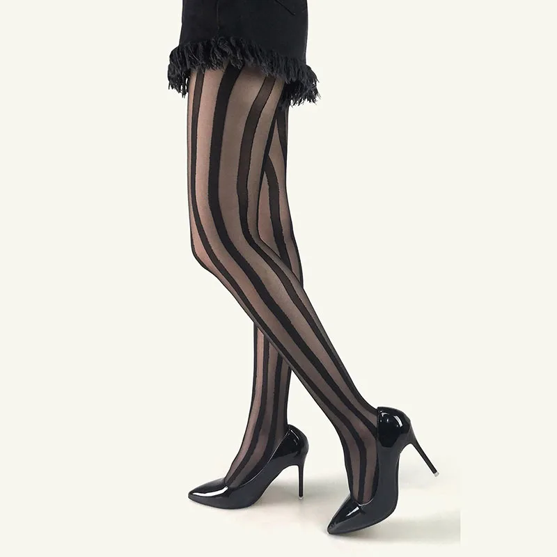 

Bicolor Wide Vertical Striped Sexy Women's Pantyhose Slimming Down Ultrathin Women's Stockings New Style Women's Tights