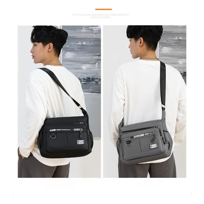 1pcs  Polyester Men's Shoulder Crossbody Bag Side Water Bottle Pocket Large Capacity Utility Travel Daily Storage Bag