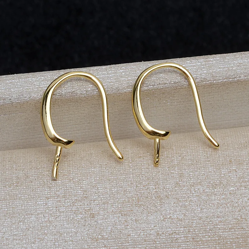 S925 Sterling Silver Ear Hooks with Pearl Blank Settings Minimalist DIY Earring Findings for Handmade Jewelry Making