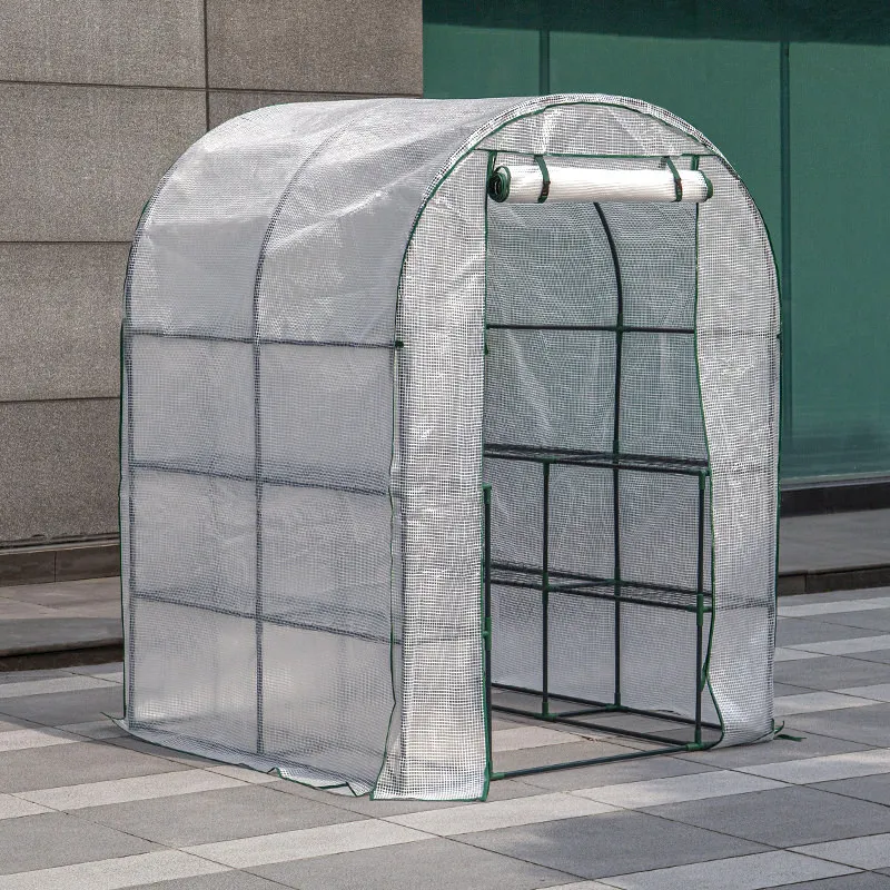 VOKANDA-Mini Green House Shed Plastic Plant Cover, Greenhouse for Garden, Agricultural Farming, 143x143x195cm