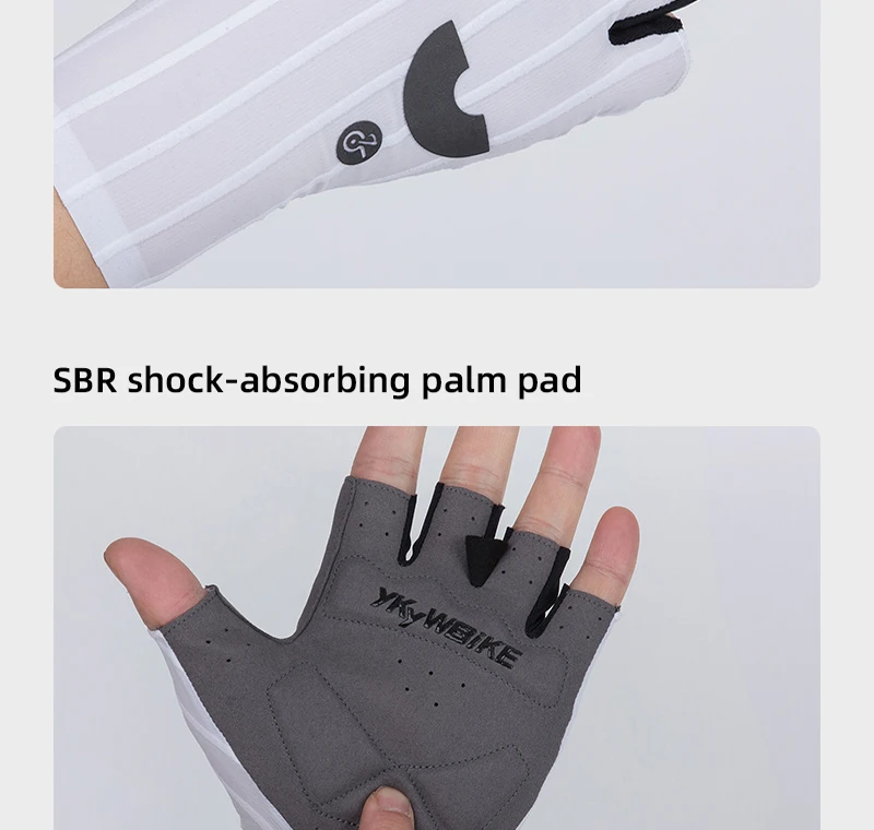 YKYWBIKE Fahrradhandschuhe, gewebt, aerodynamisch, gestreift, Fahrrad-Sporthandschuhe, rutschfeste Reithandschuhe, stoßdämpfende Rennradhandschuhe – Detail 6